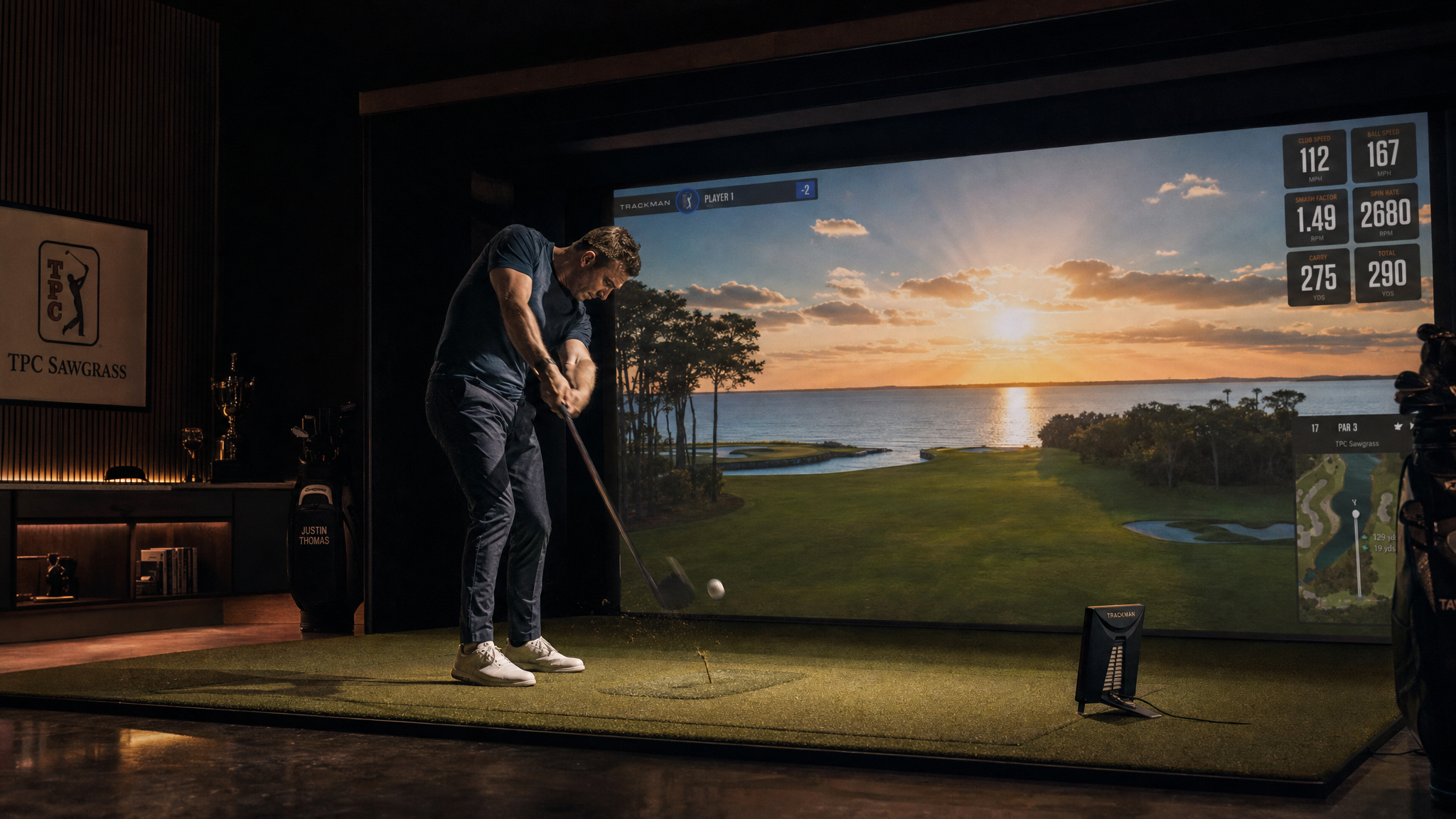 Home golf simulator setup